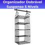 Imagem de Organizador Roupa Armário Suspenso Dobrável Vertical 5 Níveis Telado Preto