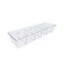 Imagem de Organizador Utensílios Retangular 6 Divisórias Design Clássico Transparente Organização Mesa Gaveta