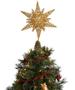 Imagem de Ornativity Gold Star Tree Topper  Natal Ouro 3D Glitter Brilho Estrela Ornamentação Decoração de Copa da Árvore para Árvore Grande