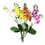 Imagem de Orquídea 3D Com Folhas Artificial Siliconada Flores 52cm