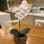 Imagem de Orquídea Branca Artificial Arranjo no Vaso Transparente Flores Permanentes