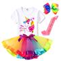 Imagem de Outfit: vestido de tutu, camiseta, bandana e faixa de cetim Unicorn 4Y