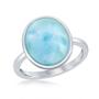 Imagem de Oval Larimar de prata esterlina com anel de borda de design, tamanho 7