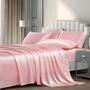 Imagem de P Pothuiny 6-Piece Satin Sheets for King Size Bed, Hotel Luxury Silky Blush Pink Satin Sheet Set, Satin Bed Sheets with 1 Satin Fitted Sheet + 1 Satin Flat Sheet + 4 Satin Pillowcases