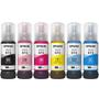 Imagem de Pack 06 Garrafas de Tintas T574 Preto, Ciano, Magenta, Amarelo, Ciano Claro, Magenta Claro Para impressora L18050 L8050