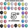 Imagem de Pacote Com 25 Balões Bexiga Cromado, Balões 5 Polegadas, Balão Metalizado Brilhante