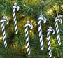 Imagem de Pacote de Conceitos de Natal de 6 - 13cm Glitter Candy Cane Decorações / Enfeites (Midnight Blue & White)
