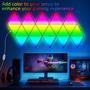 Imagem de Painéis de luz triangulares LED, pacote com 8 cores RGB com controle remoto e aplicativo