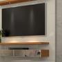 Imagem de Painel Bancada Suspensa Para TV Até 60 Pol. TB107E Com LED 2 Gavetas Off White/Freijó - Pradel