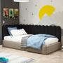 Imagem de Painel Cabeceira Cama Box Casal Lana 140cm Linho Preto - Desk Design