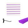 Imagem de Painel Canaletado Branco em Mdf 0,61 x 0,61m com Perfil Pvc Roxo e 10 Ganchos de 10cm Preto