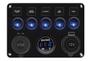 Imagem de Painel Comando 5 Botoes Interruptor Digital Usb 12v 24 Azul