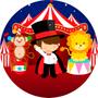 Imagem de Painel De Festa Redondo 1,50x1,50 -  Circo com Menino Mágico Animais 014