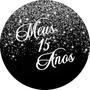 Imagem de Painel De Festa Redondo 1,50x1,50 - Efeito Glitter Prata Caindo Meus 15 Anos 022