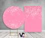 Imagem de Painel De Festa Redondo 1,50x1,50 + Painel Vertical 1,50x2,20 - Efeito Glitter Rosa Claro Brilhante 013