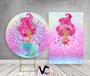 Imagem de Painel De Festa Redondo 1,50x1,50 + Painel Vertical 1,50x2,20 - Efeito Glitter Sereia Corais Rosa 009