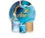 Imagem de Painel De Festa Redondo 1,50x1,50 + Trio De Capas Cilindro - Efeito Mármore Azul com Dourado Idade 90 Anos 172