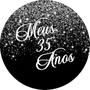 Imagem de Painel De Festa Redondo 1,5x1,5 - Efeito Glitter Prata Caindo Meus 35 Anos 130