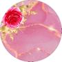 Imagem de Painel De Festa Redondo 1,5x1,5 - Marmorizado Rosa com Dourado e Flores 130