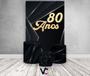 Imagem de Painel De Festa Vertical 1,50 x 2,20 + Trio De Capas Cilindro - 80 Anos Dourado Fundo Preto 205