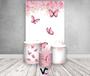 Imagem de Painel De Festa Vertical 1,50 x 2,20 + Trio De Capas Cilindro - Borboletas Rosa Suave Floral 028