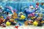 Imagem de Painel de Lona Fundo do mar Golfinhos e peixes - 200x150cm