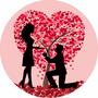 Imagem de Painel de Lona Redondo Dia dos Namorados Pedido Árvore de Corações e Pétalas de Rosas