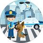 Imagem de Painel de Lona Redondo Policial e Cachorro Patrulha na Cidade