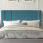 Imagem de Painel Estofada Grécia 195 cm King Size Quarto para Cama Box Suede Azul Turquesa - Damaffê Móveis