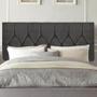 Imagem de Painel Estofada Istambul Capitonê 140 cm Casal Quarto para Cama Box material sintético Cinza Escuro - Damaffê Móveis