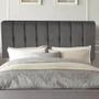 Imagem de Painel Estofada Kiara 140 cm Casal Quarto para Cama Box Suede Cinza Escuro - Damaffê Móveis