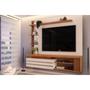 Imagem de Painel Home p/TV até 55 Polegadas Marin c/ Prateleiras e Bancada 160x153cm Off White/Freijó - DJ Móveis