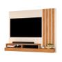 Imagem de Painel home suspenso rekte para tv até 58'' polegadas com nicho ripado cor off white com nature