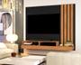 Imagem de Painel home suspenso rekte para tv até 58'' polegadas com nicho ripado cor preto com nature