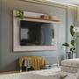 Imagem de Painel Home Theater para Tv Até 70 Polegadas 1 Prateleira Sala de Estar Off White Marrom Madeira