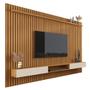 Imagem de Painel Para TV Até 85 Polegadas Ripado Verdadeiro Versátil 2.2x1.8 Com Nicho Nature/Off White - Giga Móveis