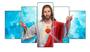 Imagem de Painel Quadro Mosaico 5 Partes Jesus Cristo Coraçao 6mm Hd