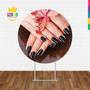 Imagem de Painel Redondo 3D Unhas Manicure Tecido Sublimado 1,50M X