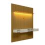 Imagem de Painel Ripado com Rack Suspenso até 70 Polegadas Tulum com LED 1 PT 2 GV Cedro e Off White Alt 242 Larg 222 cm