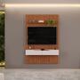 Imagem de Painel Ripado Para Sala TV 60 Pol com Bancada Suspensa 143x212cm Facile D05 Freijó - Lyam Decor