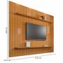 Imagem de Painel RV Móveis Ripado Roma com prateleiras para TV de até 75 polegadas largura de 2,18 metros cinamomo