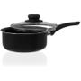 Imagem de Panela 18 Cm Aluminio Antiaderente Com Tampa de Vidro Linha Gourmet Preto Multiflon