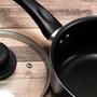 Imagem de Panela 18 Cm Aluminio Antiaderente Com Tampa de Vidro Linha Gourmet Preto Multiflon