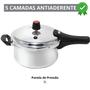 Imagem de Panela de Pressão 3 Litros Antiaderente Fechamento Externo + Descanso de Panela Redondo Madeira 14,5cm