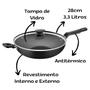 Imagem de Panela Frigideira Wok Tramontina Antiaderente 28cm 3,3L com Cabo e Tampa de Vidro Loreto Grafite