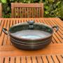 Imagem de Panela Grande Frigideira Wok Silver Lines Cereja e Bege Antiaderente com alças Tampa.