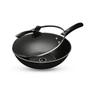 Imagem de Panela Preta Wok Aluminio Teflon 32cm 5l Antiaderente Grande Com Tampa de Vidro