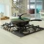 Imagem de Panela Preta Wok Aluminio Teflon 32cm 5l Antiaderente Grande Com Tampa de Vidro