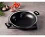 Imagem de Panela Tramontina Wok Paella Antiaderente Grafite + Jogo De Facas para Cozinha Gourmet com Suporte