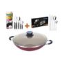 Imagem de Panela Wok 36Cm + Faq Preto 30Pç + Faq Inox 24Pç Tramontina